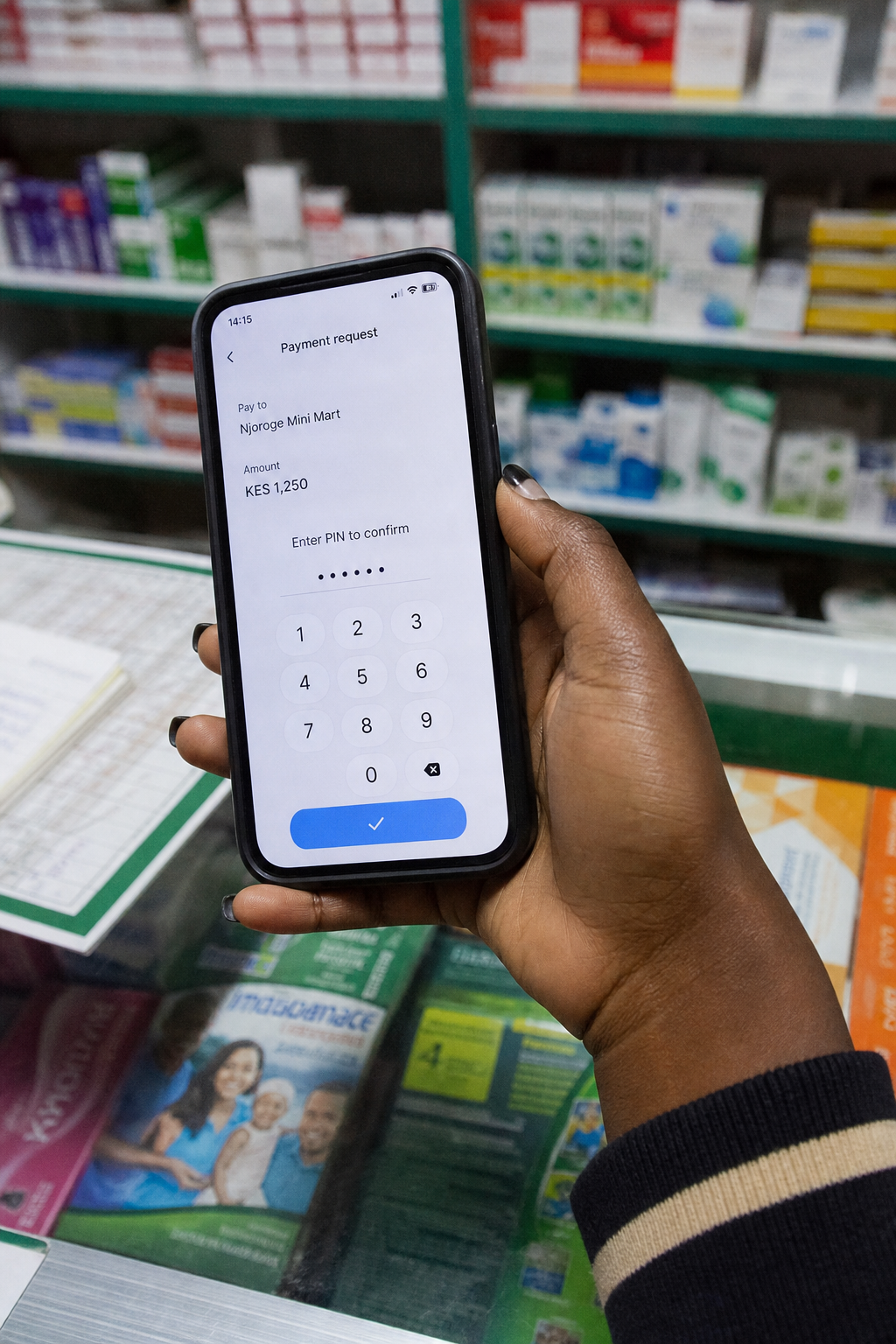 M-Pesa payment matched on a phone